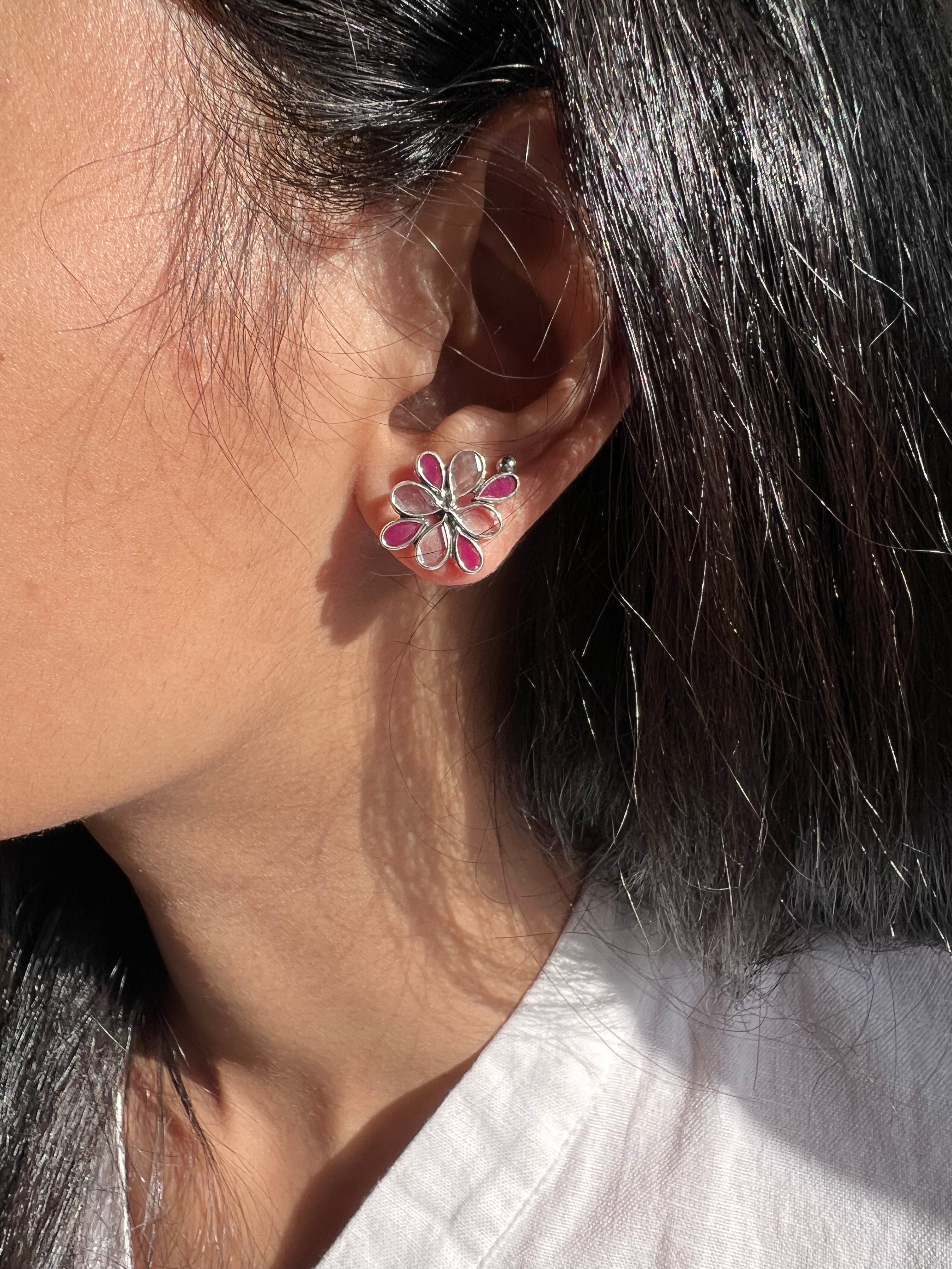 Glass Ruby Earring