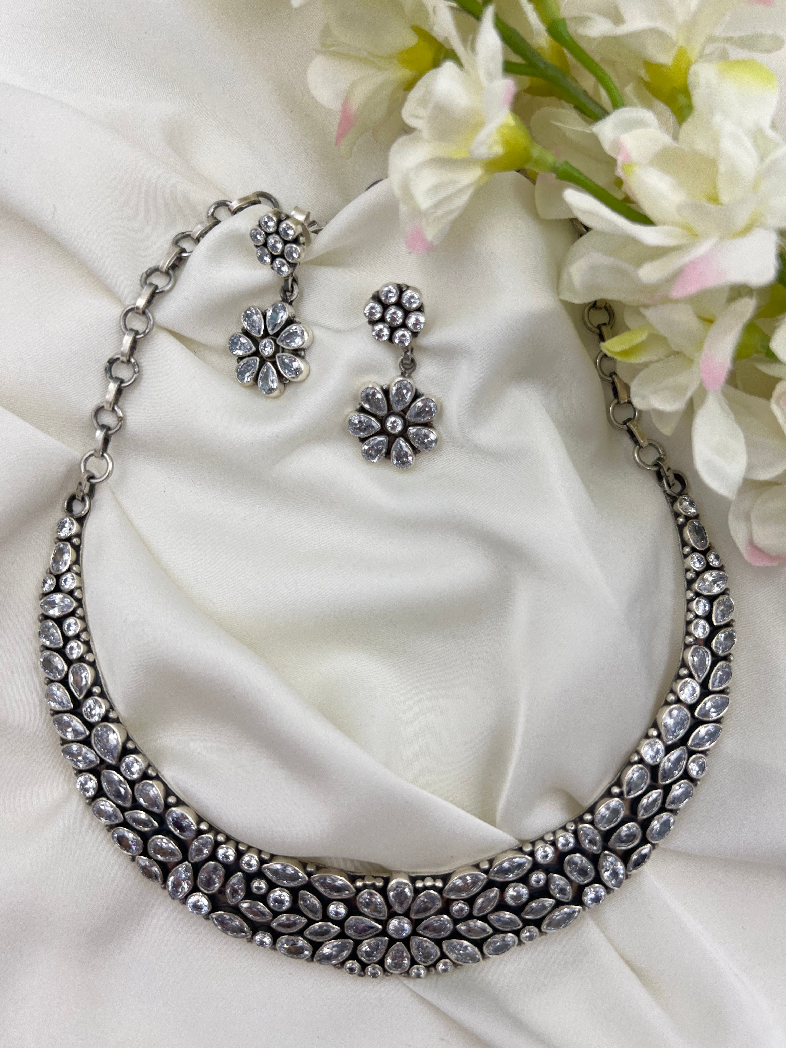 Ethereal Frost Necklace and Earrings Set