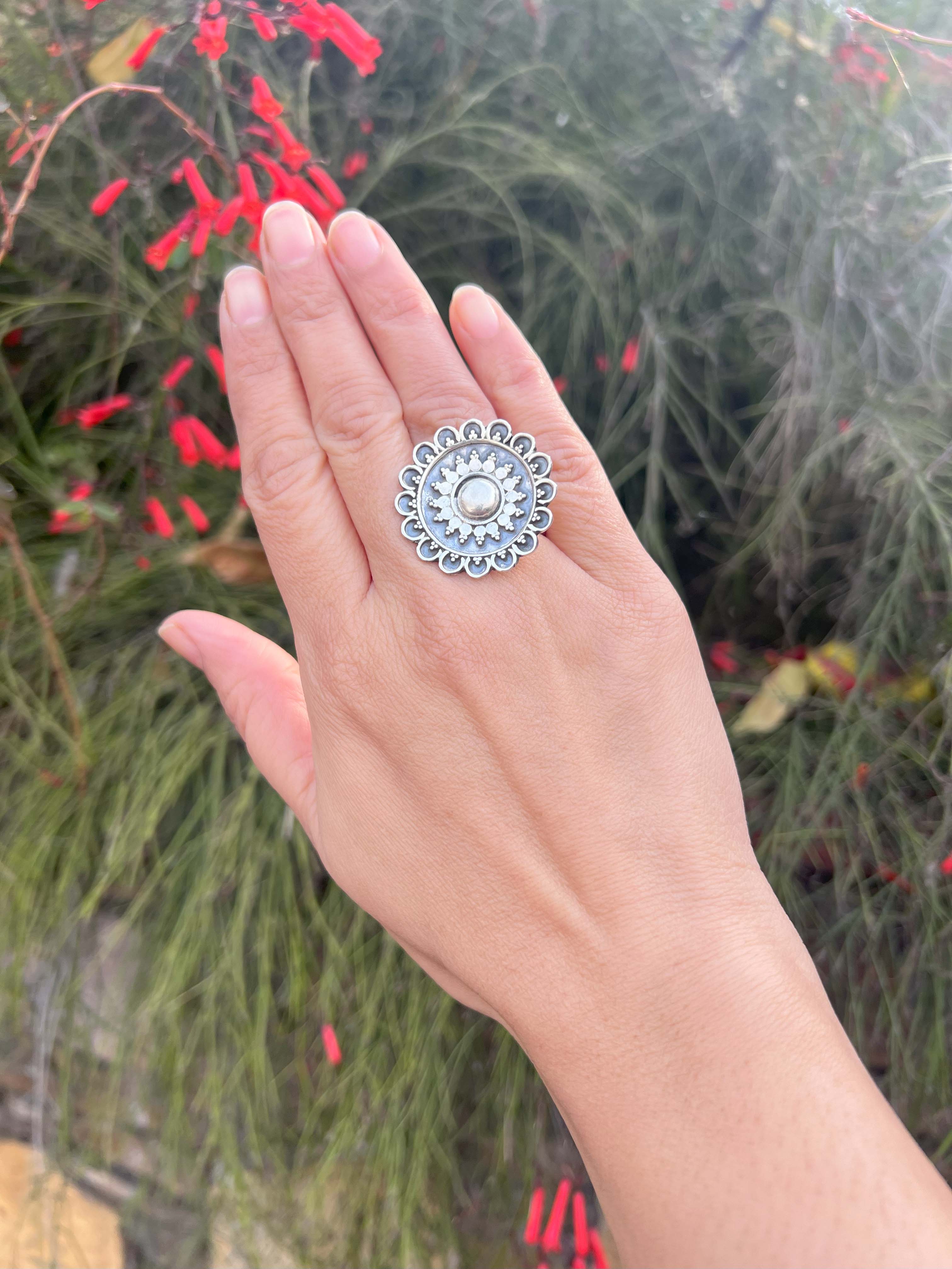 Silver Essence Blossom Ring