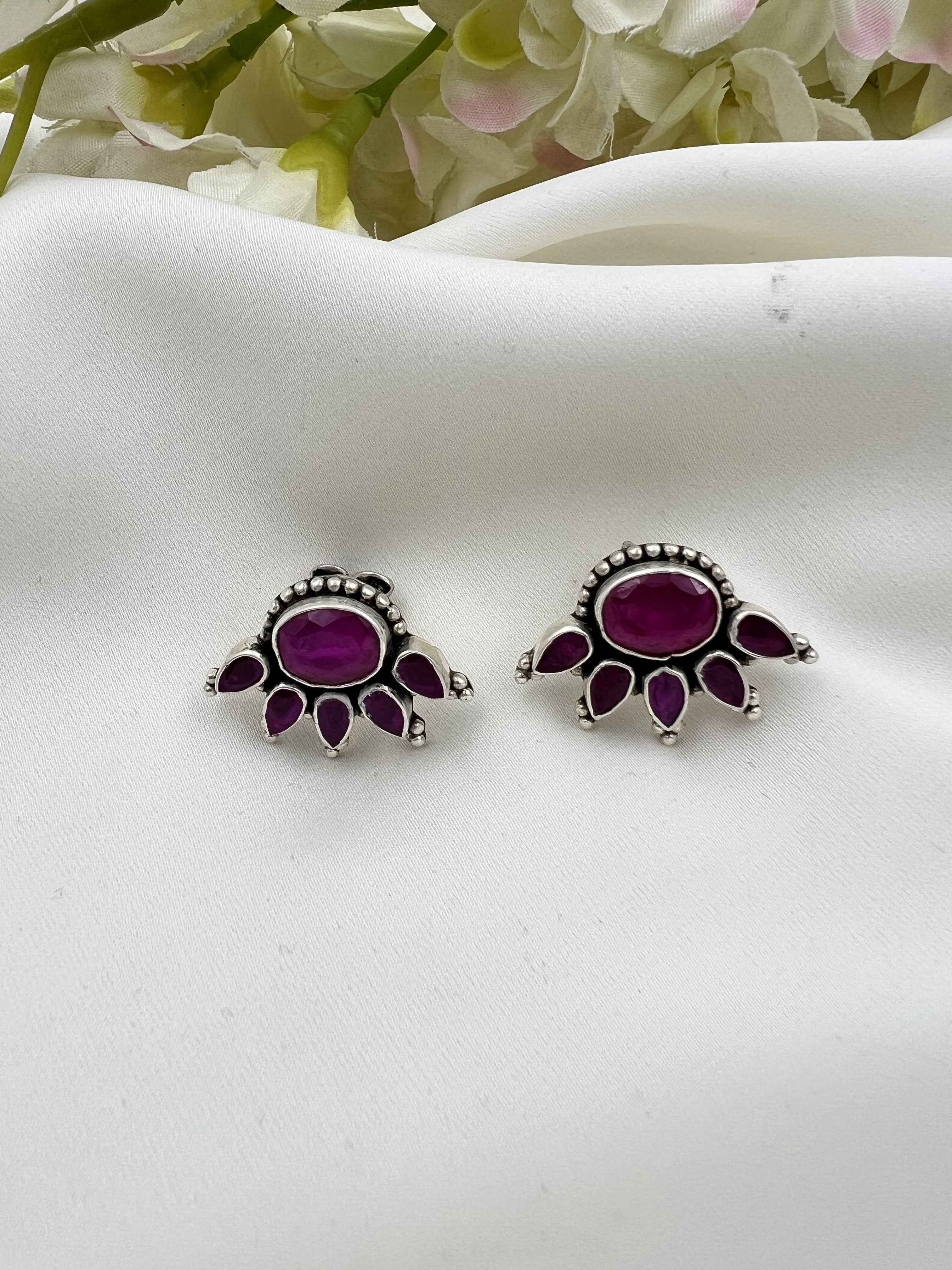 Garnet Petal Earring